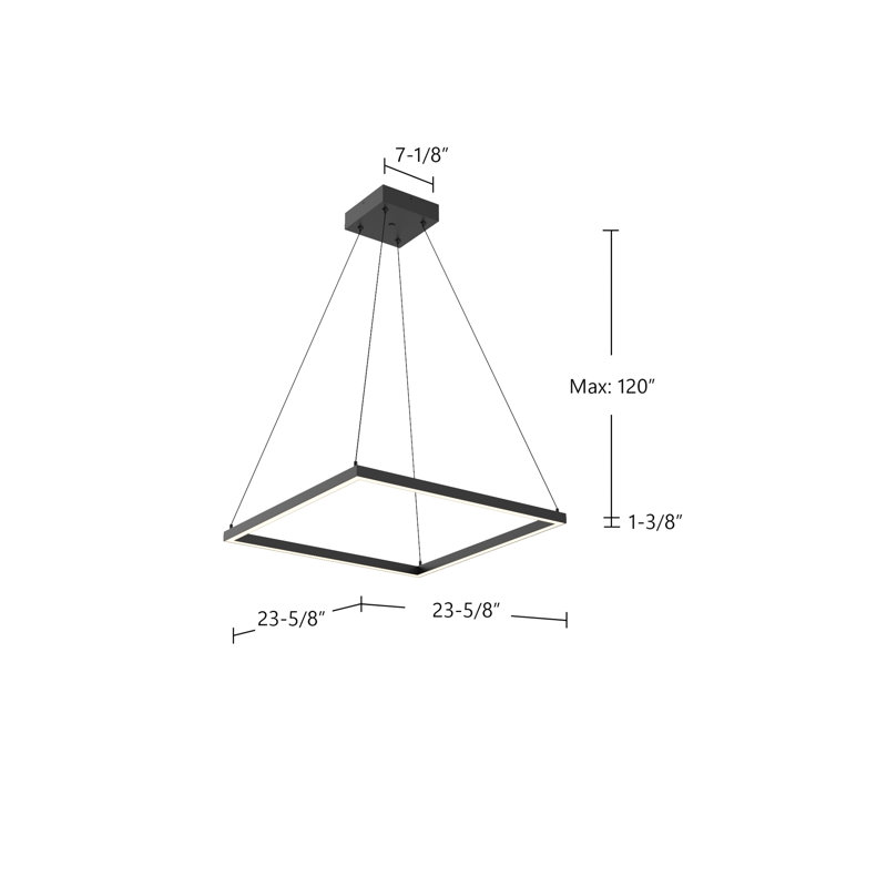 Piazza 1 - Light LED Pendant, 1.375" H x 23.625" W x 23.625" D, Black