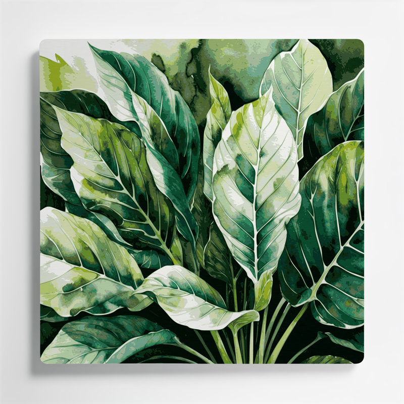 Art mural en métal Botanical Fiddle Leaf, H 16 po x l 16 po