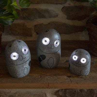 Griego Solar Cats 3 Piece Statue Set