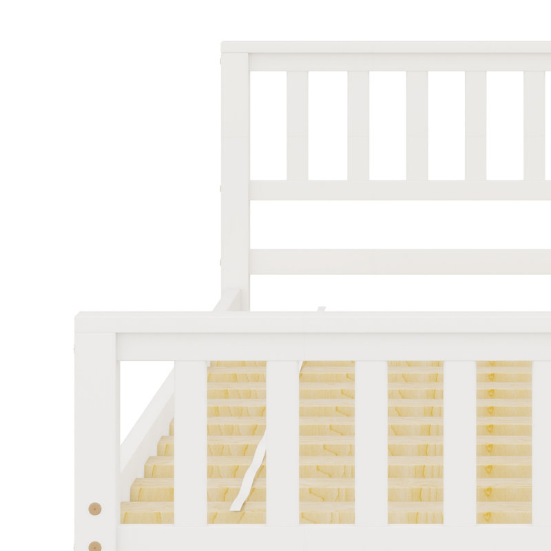 Lit plateforme avec lit gigogne, avec tête et pied de lit, Blanc