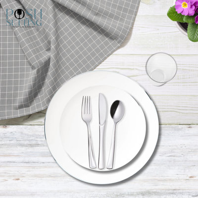 Posh Setting 840 Piece White And Silver Plastic Party Bundle - Organic (120 Settings)