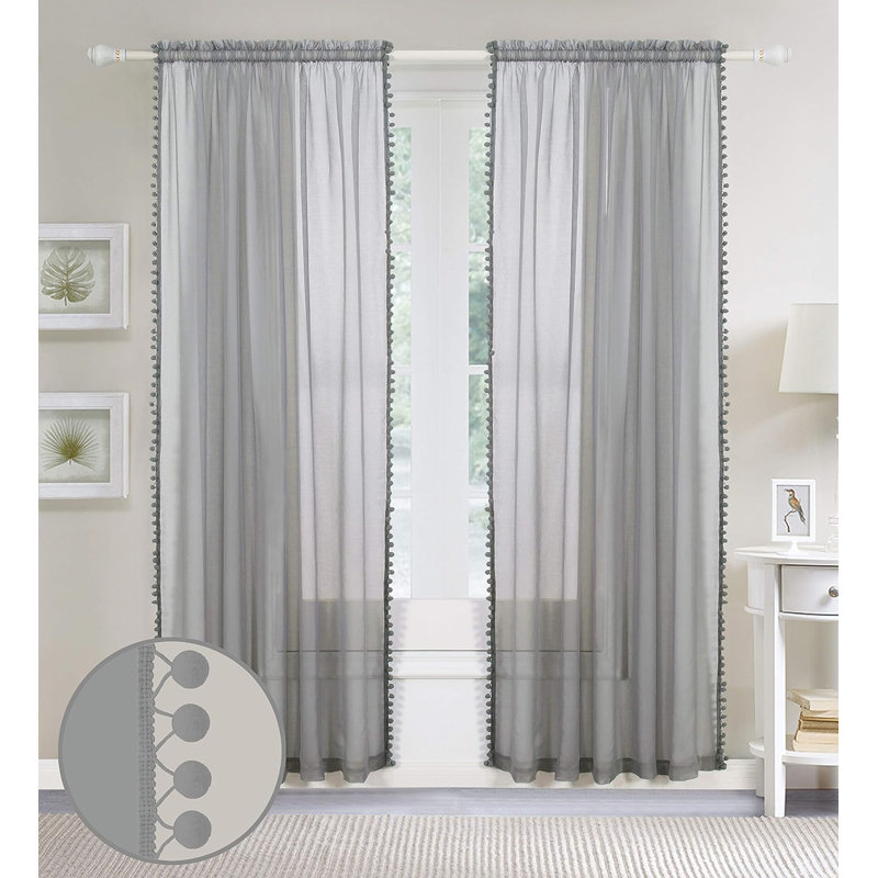 Paire de rideaux filtrant la lumière en polyester Aeian, Gris, L 40 po x L 84 po