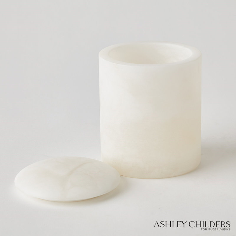 Gala Alabaster Canister-Tall, White