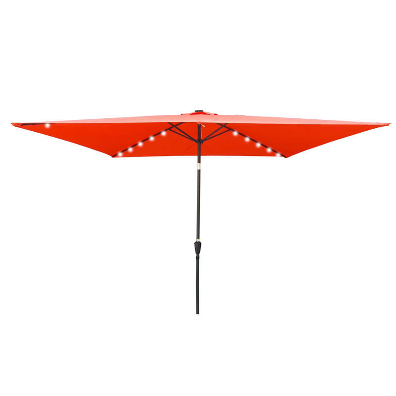 Versatile Rectangular Patio Umbrella With Advanced Solar LED Lights And User-Friendly Features, Chocolate
