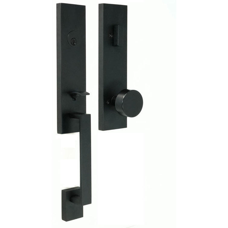 Transitional Handleset with Transitional Door Mesa Knob