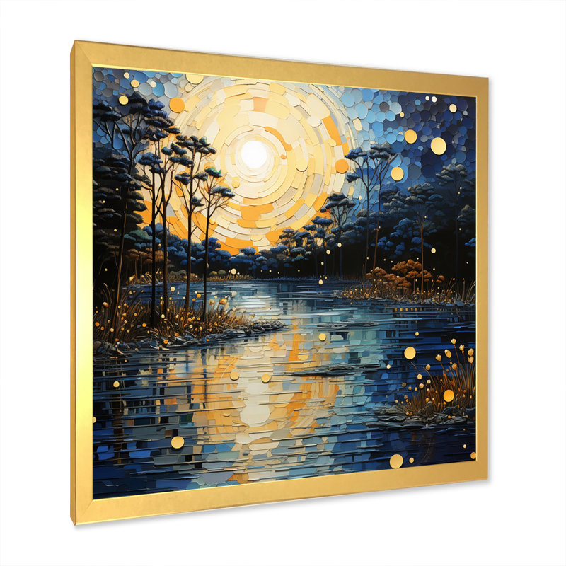 «Blue River Reflections of Serenity III», reproduction sur toile, Encadrement doré, H 36 po x l 36 po x P 1,5 po