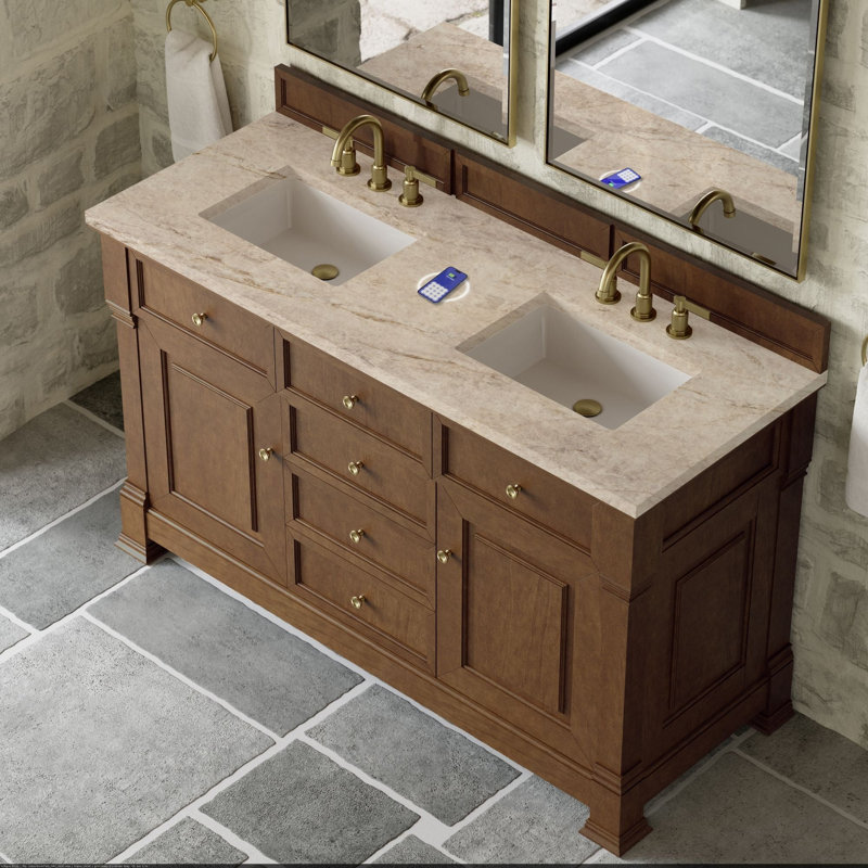 Brookfield 60'' W Vanity, Honey Oak, Tajnar Eclos