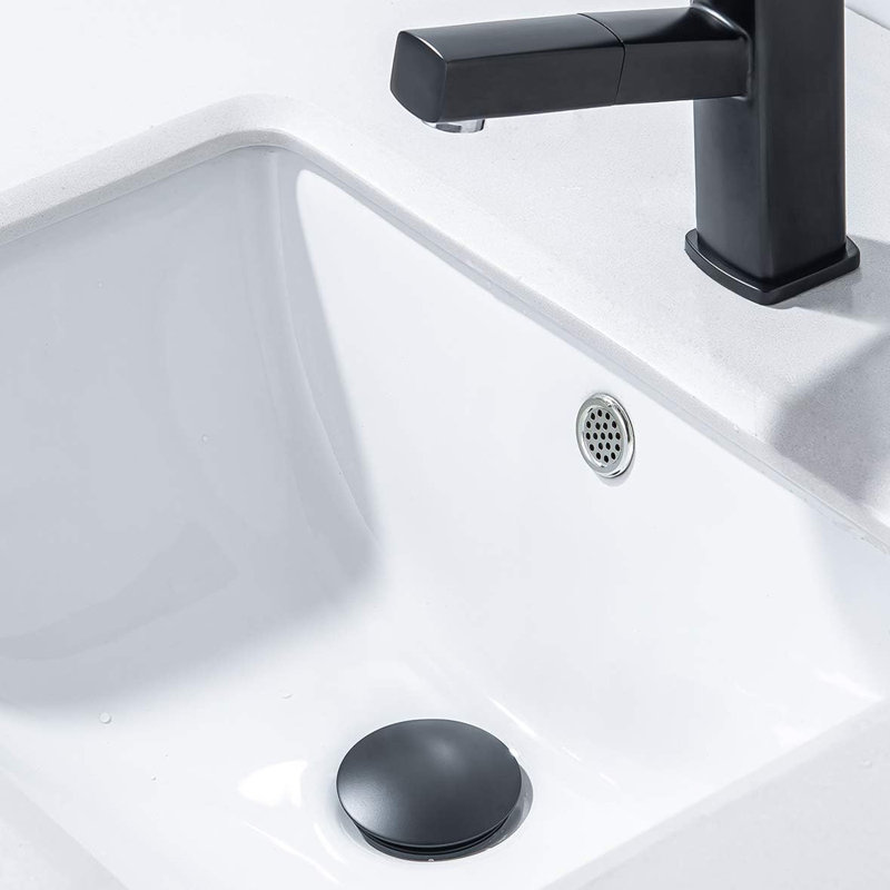 Bathroom Sink Drain With Overflow,universal Bathroom Sink Stopper For Bathroom Vanity Vessel Sink, Matte Black