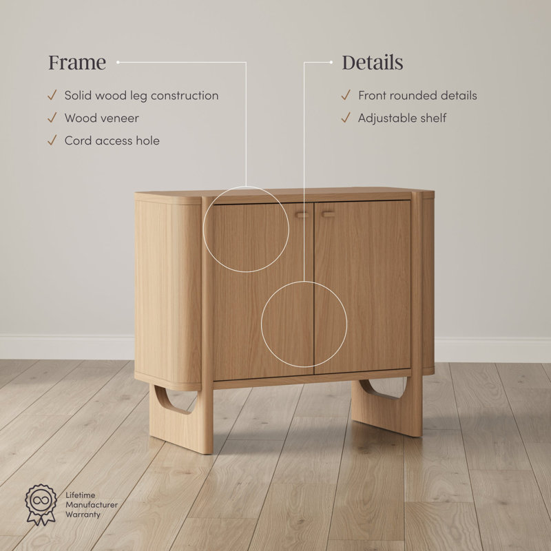Mid-Century Modern Accent Cabinet, Raw Oak, 1