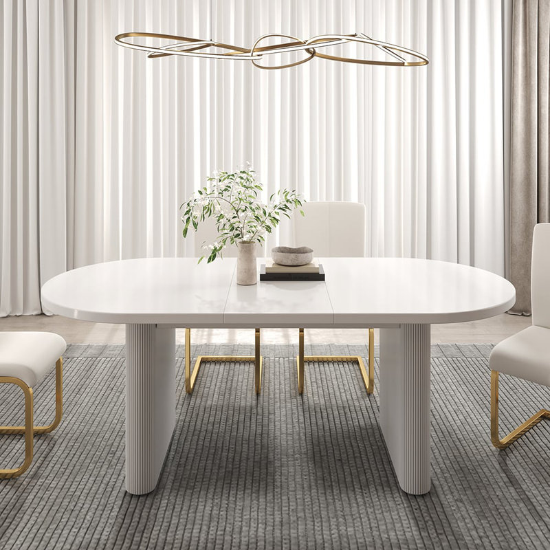 Kristalee Oval Extendable Dining Table,Kitchen Dining Room Dinner Pedestal Table for 6 to 8,Wood Kitchen & Dining Room Furniture