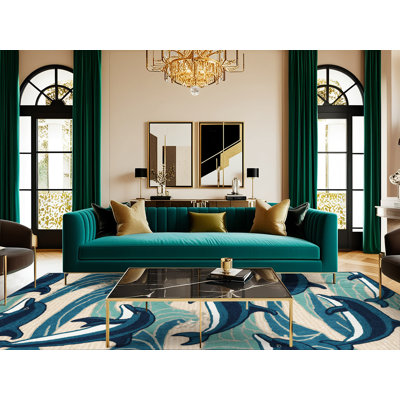 Washable Dolphins Nautical Area Rug