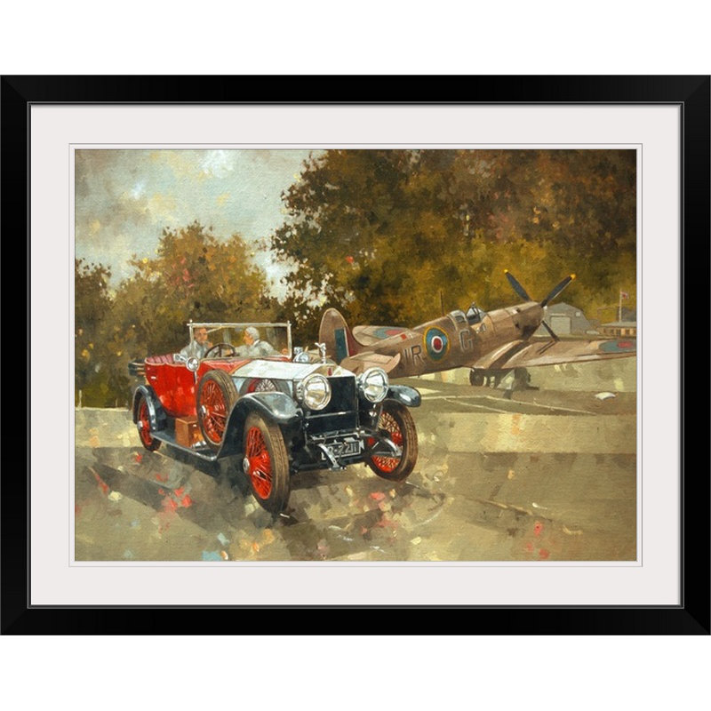 Biggleswade " Ghost And Spitfire " by Peter Miller, 34" H x 44" W x 1" D, Black Framed