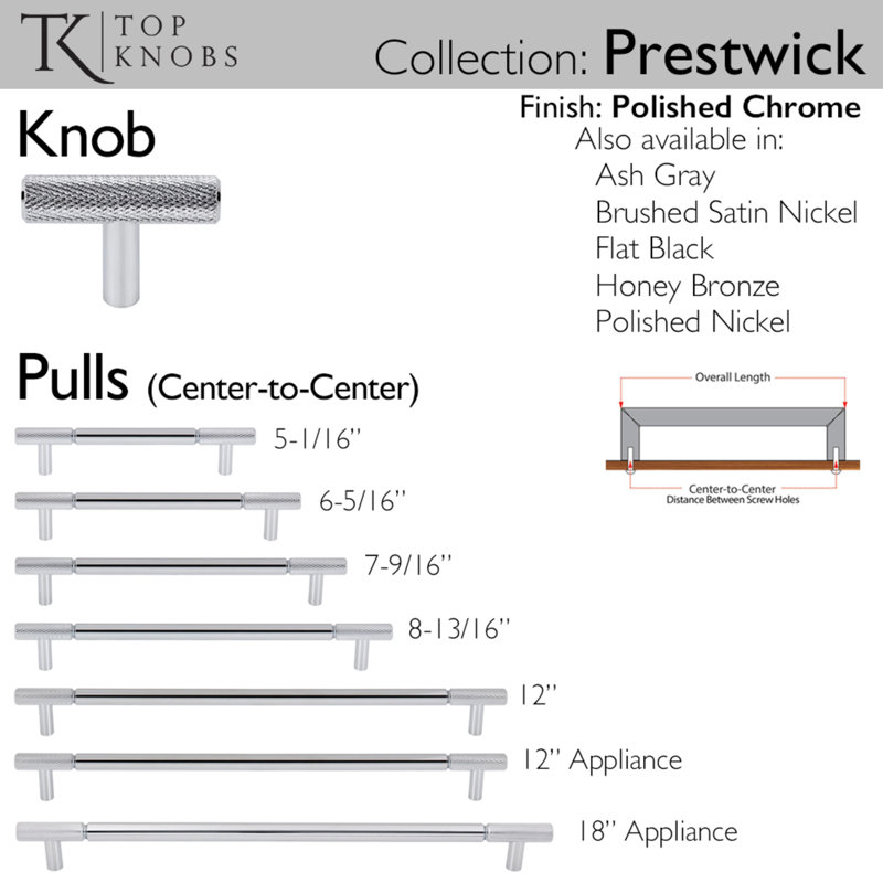 Prestwick Bar Appliance Pull, Polished Chrome, 18" Center To Center