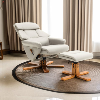 Faux Leather Manual Swivel Recliner with Ottoman