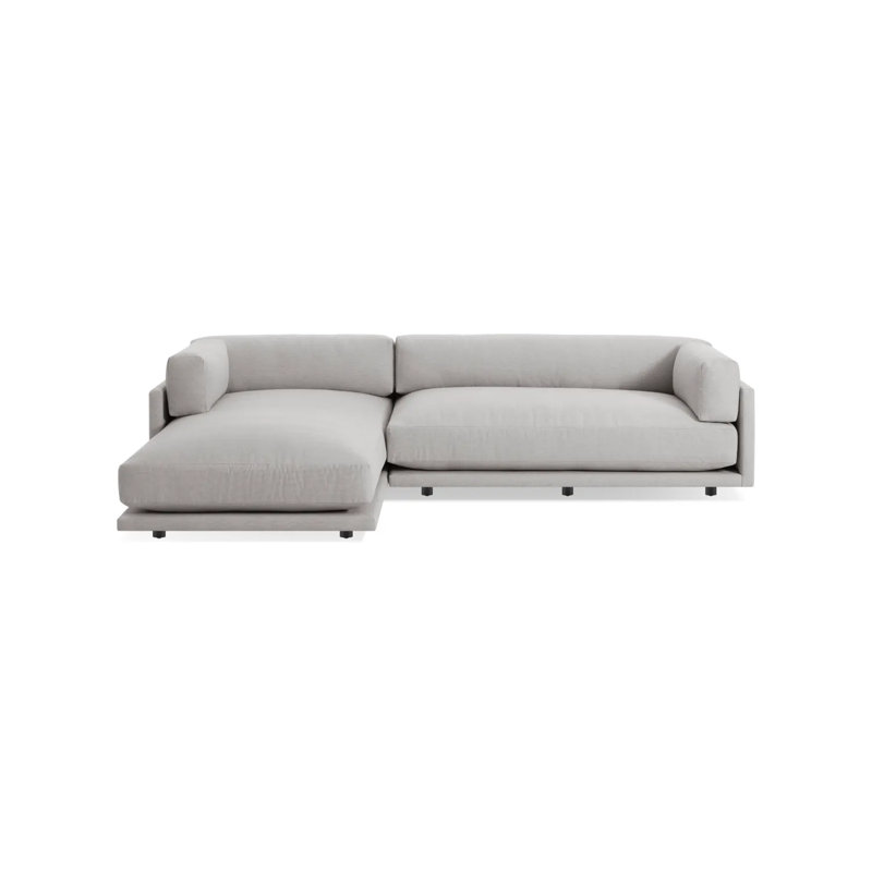 Sunday Upholstered L-Shaped Sectional, Agnew Gray Textured Basketweave, Left Hand Facing