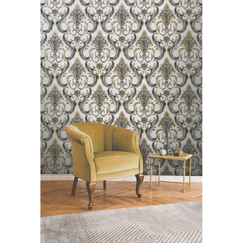 Nallely Damask, Black/Gold
