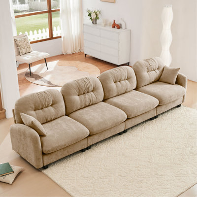 Canapé modulaire à quatre places modulaire, tissu chenille de qualité supérieure, avec 2 coussins décoratifs, dossier capitonné, mousse haute densité facile à installer, convient aux chambres à coucher, aux salons et aux coins lecture