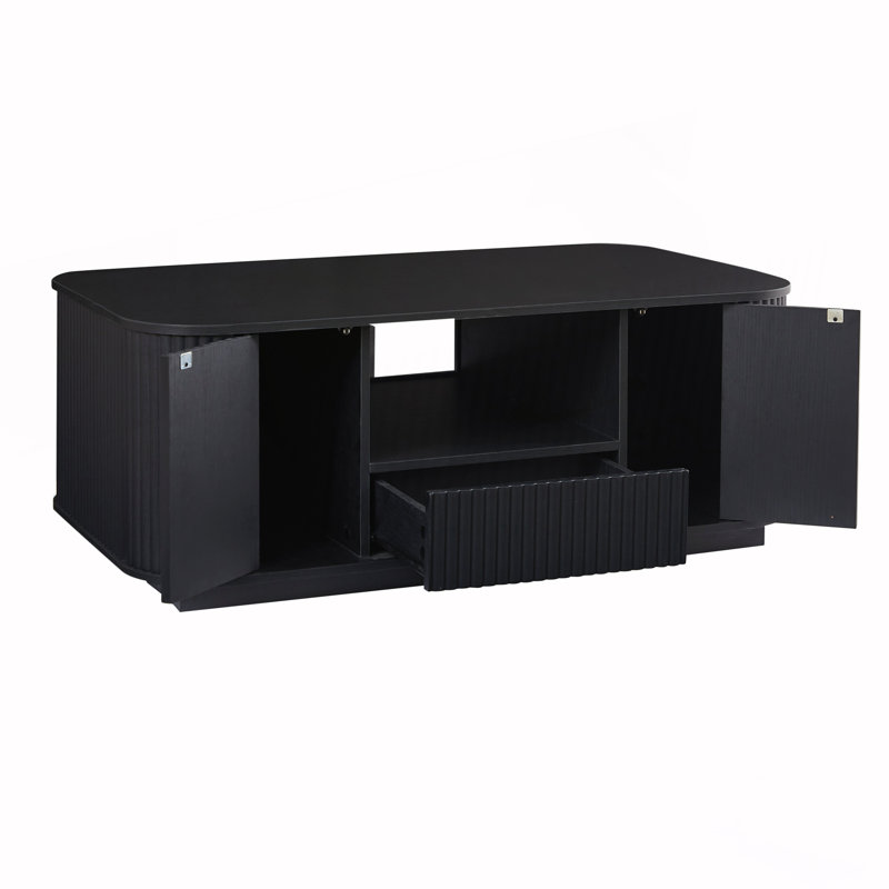 Table basse avec tiroirs et compartiments de rangement, Noir