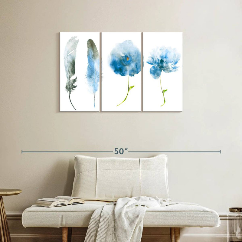 Fleurs bleues Harnek Airy, H 24 po x l 38 po