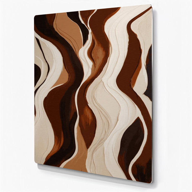 Art mural abstrait en métal beige 19, H 16 po x l 20 po
