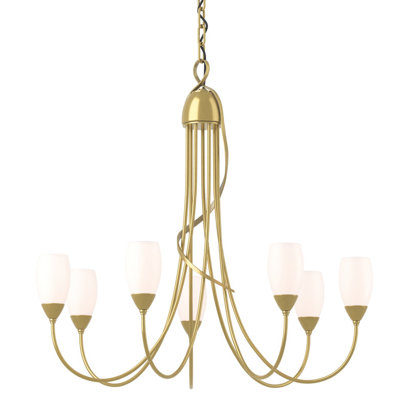 Flora 7 - Light Shaded Classic/Traditional Chandelier, Modern Brass