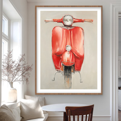 Small Red Moped - Transportation Office Framed Matted Print
