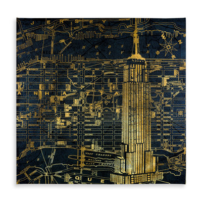 Gold City Blue Print Tablecloth | Indoor/Outdoor Home Decor