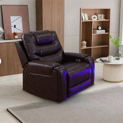 Dark Brown Breathing Leather Recliner Chair