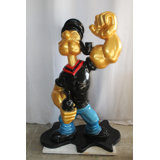 Tameko People Abstract & Geometric Fiberglass Poppey Statue, Iconic and Majestic in Black Shirt 40" x 24" x 60"H