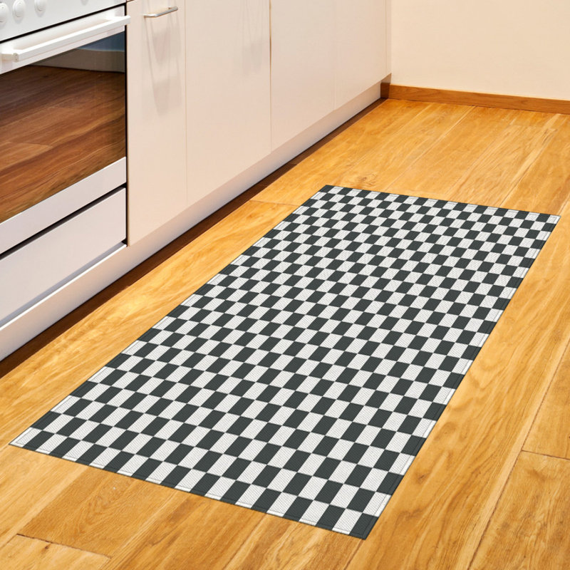 Checkered High Density Long Fiber Poly Threads Decorative Area Rug Carpet, Rectangle 4' x 5'8"