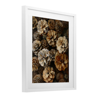 «Pinecone Arrangement Rustic Botanicals», reproduction encadrée sous verre, design by Creative Studio