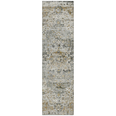 Machine Washable Indoor/Outdoor Xhevrie Taupe Rug