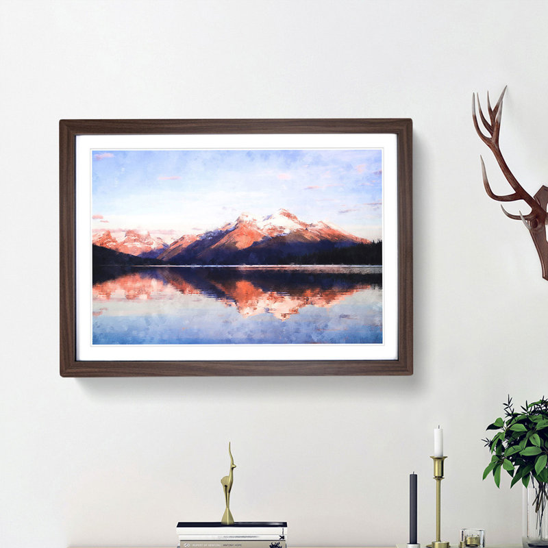 Mountain Sunshine in Canada - Picture Frame Graphic Art Print, 24cm H x 33cm W x 2cm D, Walnut Framed