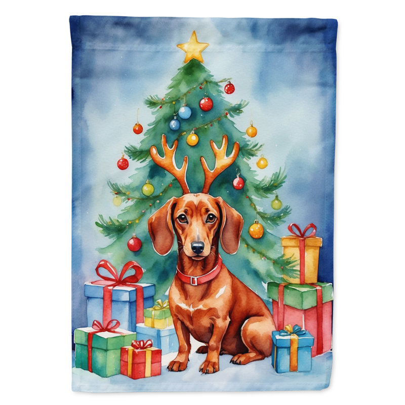 Drapeau de Noël renne de jardin, Teckel
