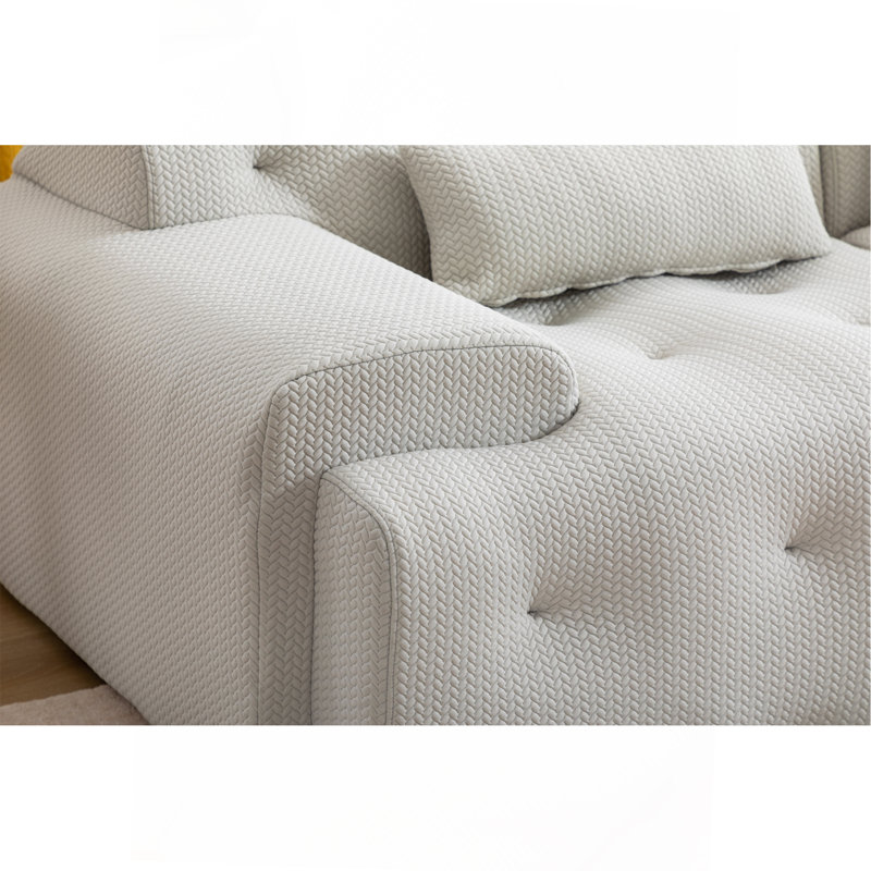 Boneless Large Size 2 Seater Sofa, Beige Fabric