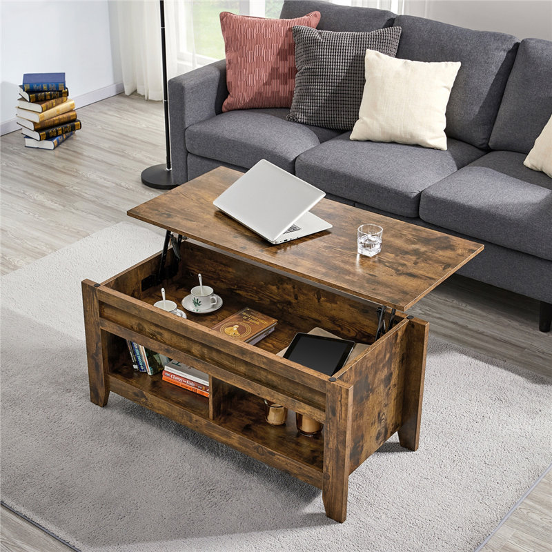 Table basse à plateau relevable Aspa, Espresso, H 19 po x L 39,5 po x l 18 po