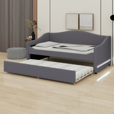 Upholstered Daybed With Light And Trundle
