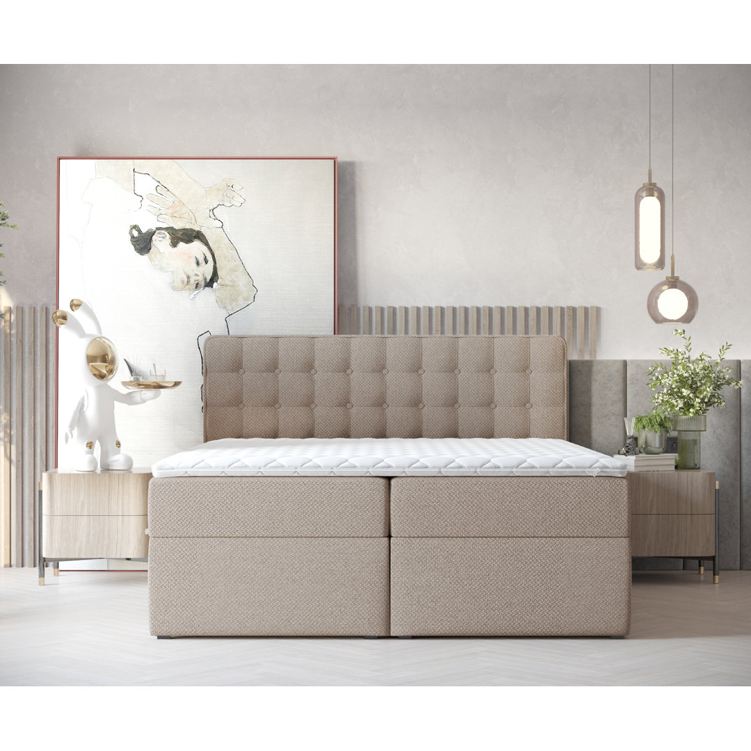 Boxspringbett Armgart mit Topper und Bettkasten