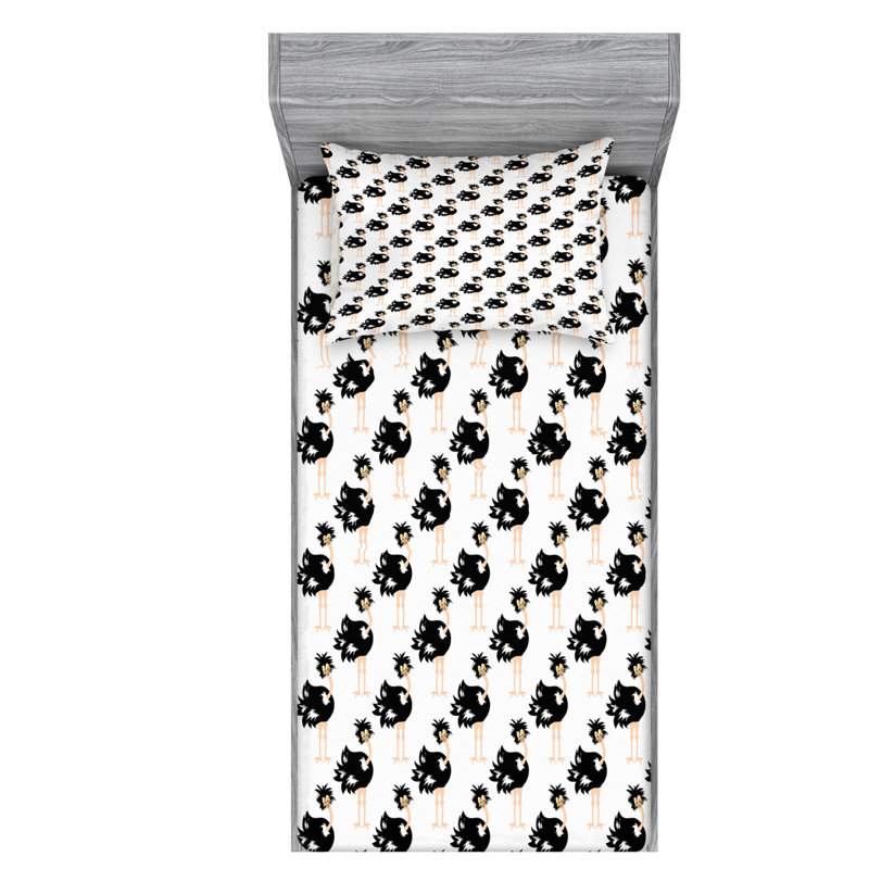 Ensemble de draps en autruche, Ensemble de draps pour lit simple avec drap-housse