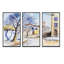 Maison blanche dans un village d'été - ensemble d'art mural sur toile traditionnel encadré de 3-771596487-771596484