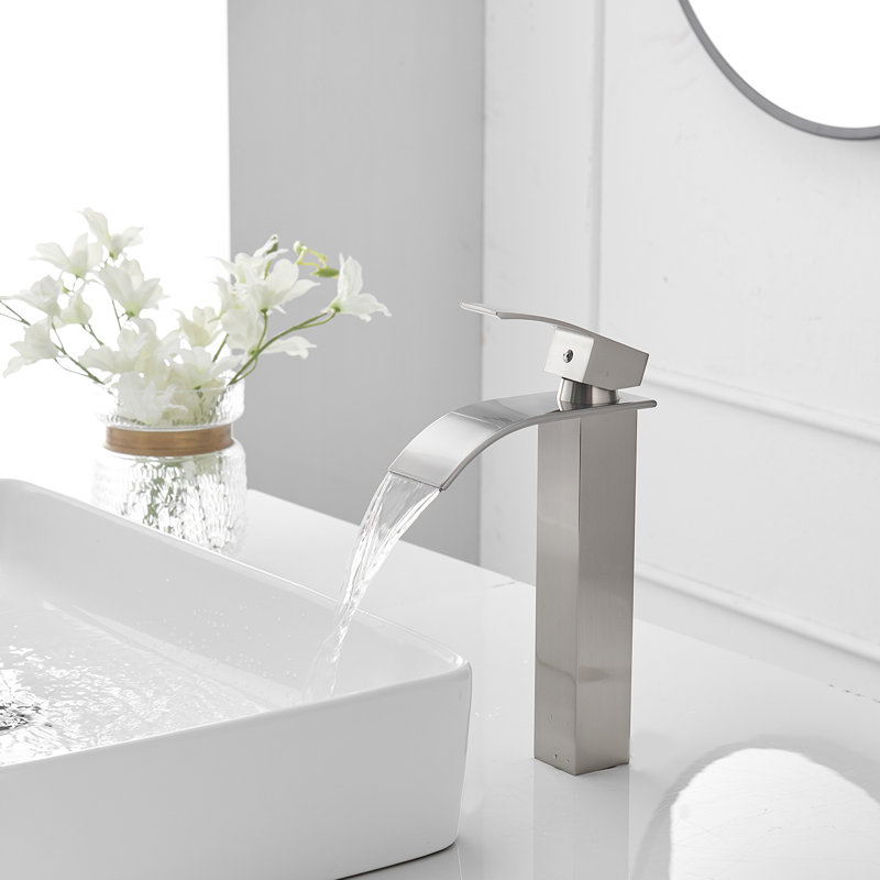 Robinet de salle de bains monotrou avec ensemble de drainage, Nickel brossé