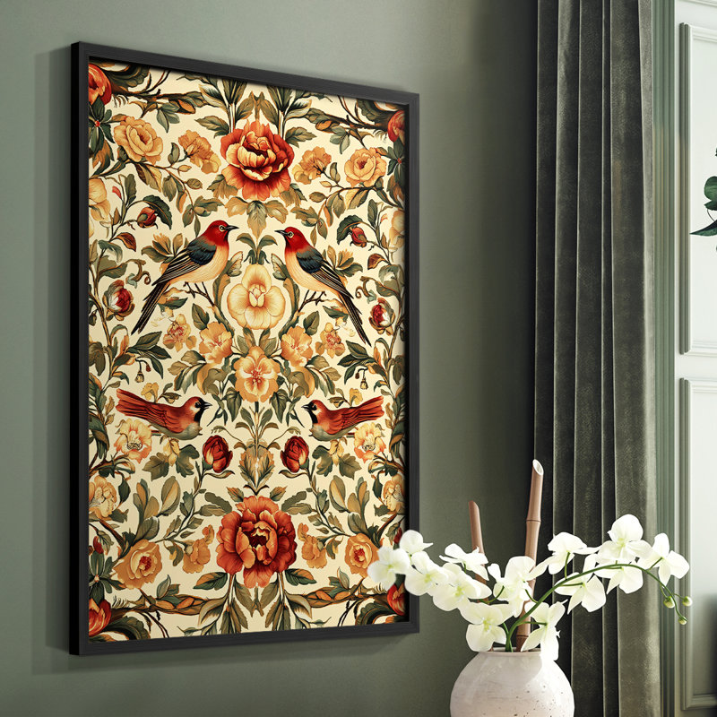 WM MORRIS Series CDLXXII  -Premium Framed Print -Ready to Hang - No Nails Required, 29" H x 23" W, Black