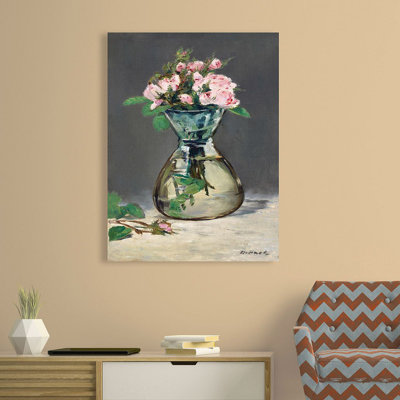Moss Roses In A Vase by Edouard Manet - No Frame Painting on Canvas