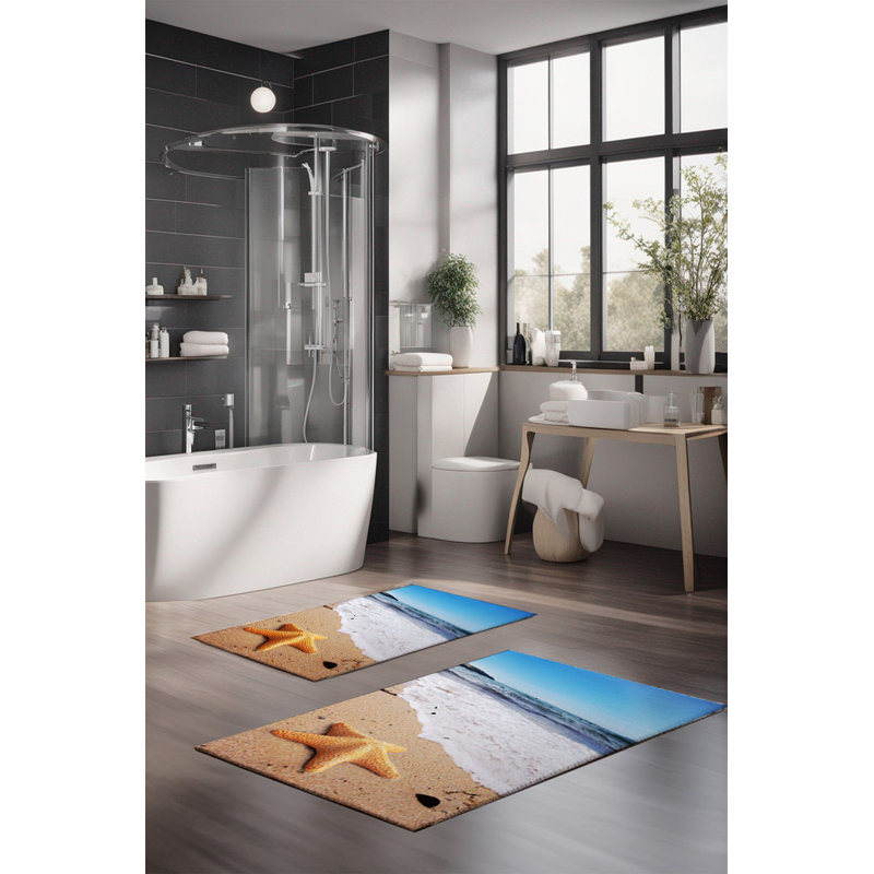 Eakly Luxury Bathmat Set (2 Pieces), 100% Polyester, 16.0 x 23.6 inches & 23.6 x 39.4 inches | Non-Slip Antibacterial Design, 0.3 in Pile Height | Machine Washable, Durable & Easy to Clean | Ideal for Bathroom Décor