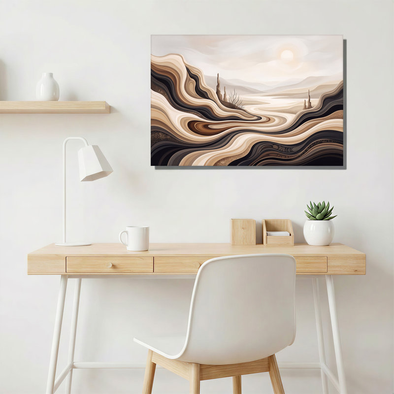 «Wavy Layered Hills in Earth Tones and sépia Sky», art mural sur toile, H 36 po x l 48 po