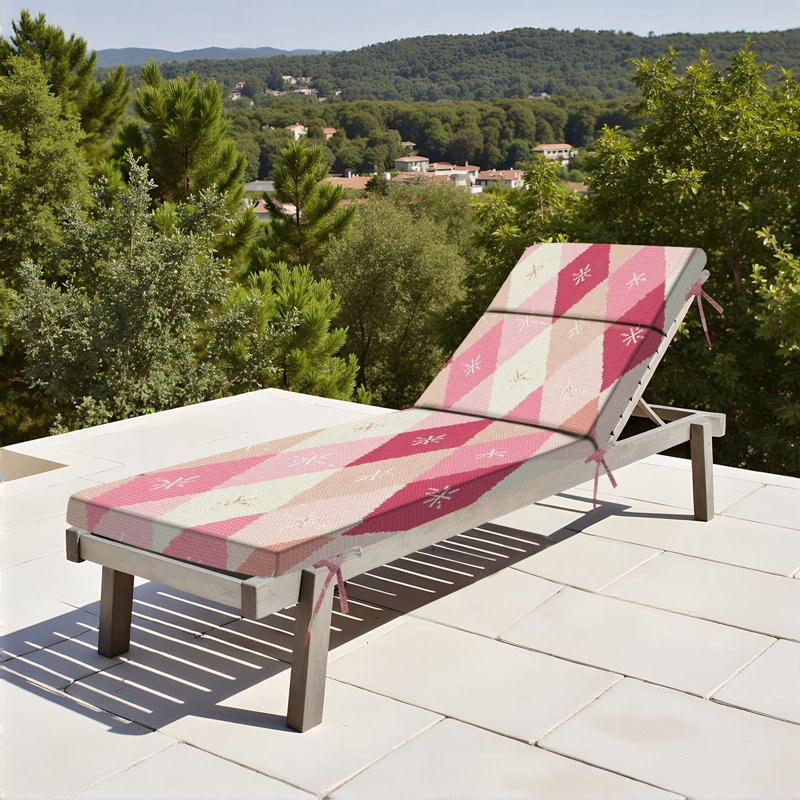 Peenoke Outdoor Indoor 3'' Lounge Patio Cushion Valentine day Argyle plaid Scottish red pink white rhombuses Scottish Water-Resistant Chaise Lounge Cushion for Chair Patio Furniture Seat Cushion