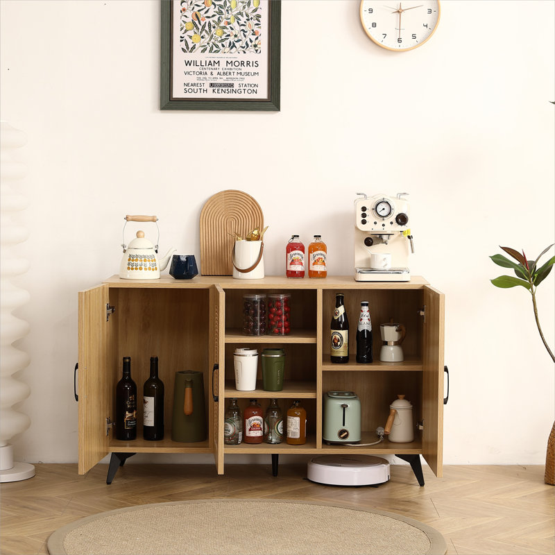Storage Console Table with Rattan Door