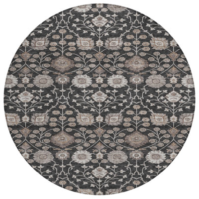 Machine Washable Indoor/Outdoor Cicel ACN1155 Black Rug