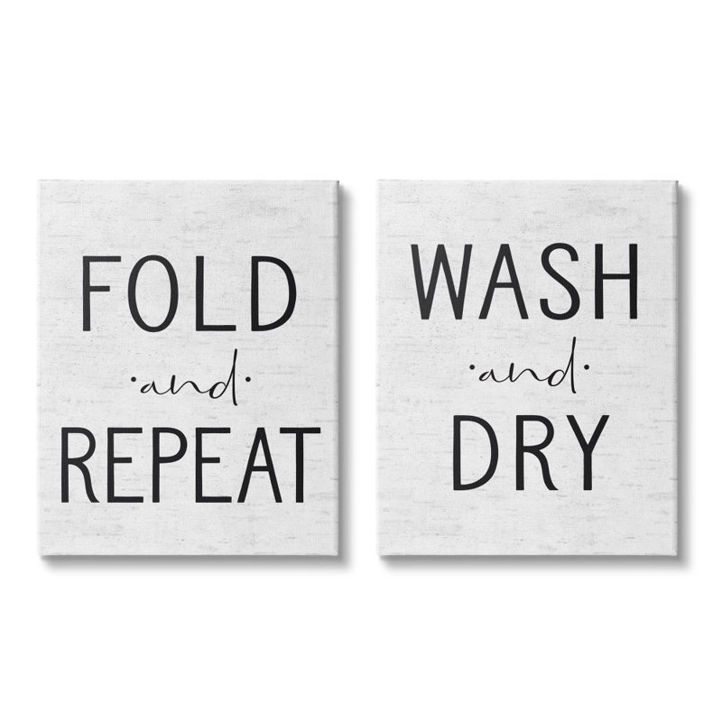 Ensemble de 2 reproductions d’art, "Laundry fold Laundry fold Wash dry" par Alphaband lined-ensemble de 2 reproductions d’art