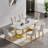 Luxury 68" Dining Table Set for, White Faux Marble Dining Table with Velvet Dining Chairs, Modern Kitchen Table and Chairs Set, Luxury Dining Table Set for Kitchen Dining-105955331-105955328-105955335